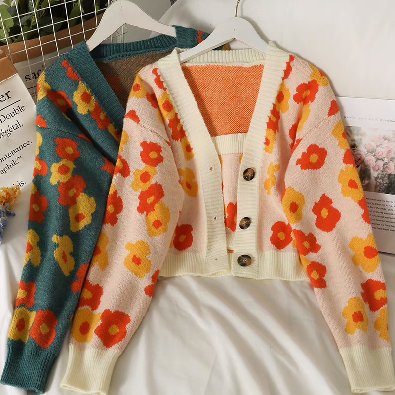 Set cardigan hoa 2 chi tiết Forgirl tiểu thư dịu dàng