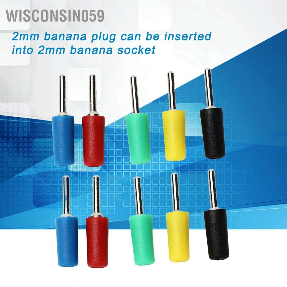 Phích cắm chuối mạ niken bằng đồng nguyên chất 2 mm Phích cắm chuối thẳng loại chân cắm 2 mm phù hợp với ổ cắm bảng điều khiển lò xo bên trong J.10001 【Wisconsin059】