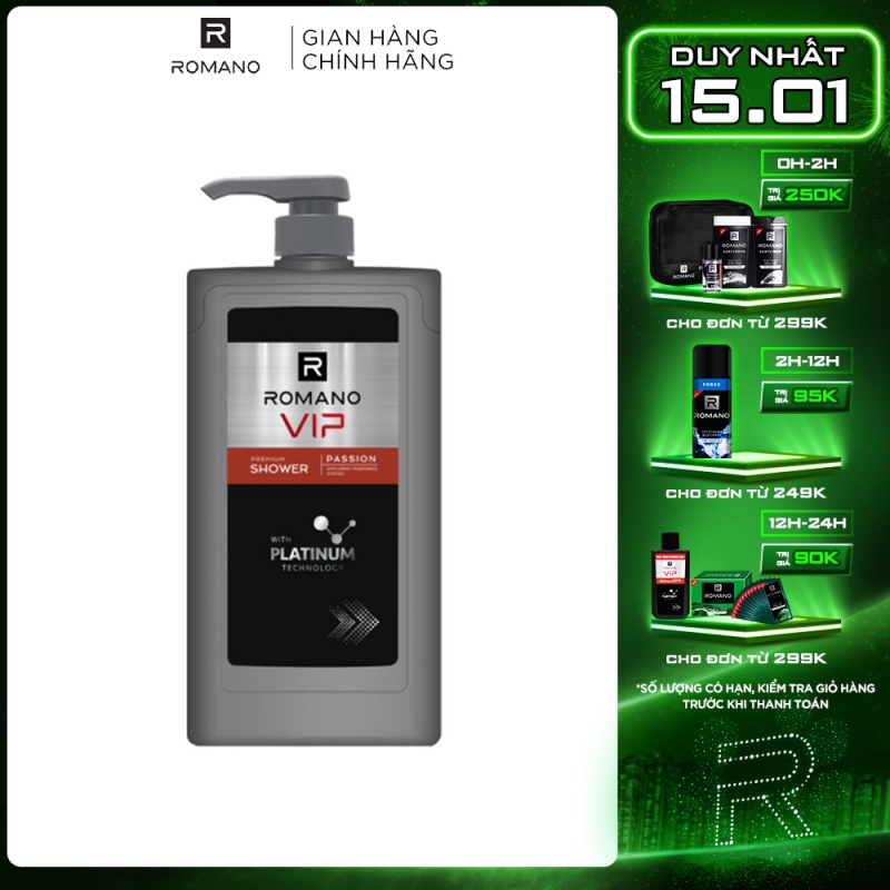 Sữa tắm cao cấp Romano Vip 650g Passion