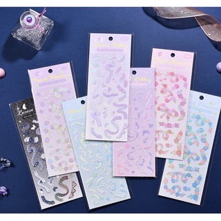 Stickers Ricoco ribbon lấp lánh trang trí sổ, toploader