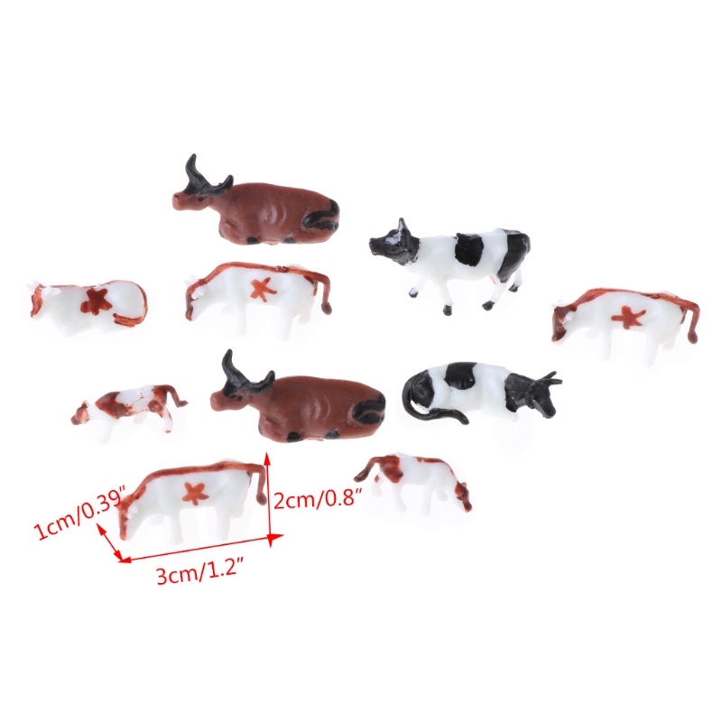 Set 10 Mô Hình Bò Sữa Trang Trí Bàn Làm Việc