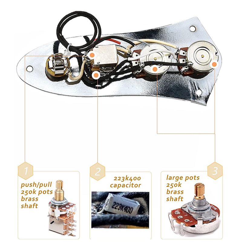 Bảng Điều Khiển Prewired Cho Đàn Jazz Bass J Bass Kèm Dây Kéo Chiết Áp
