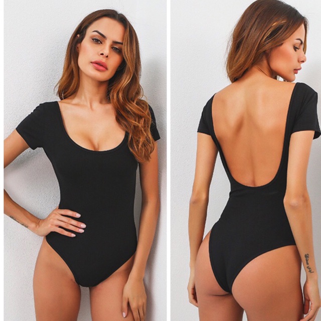 Bodysuit đen tay ngắn hở lưng | WebRaoVat - webraovat.net.vn