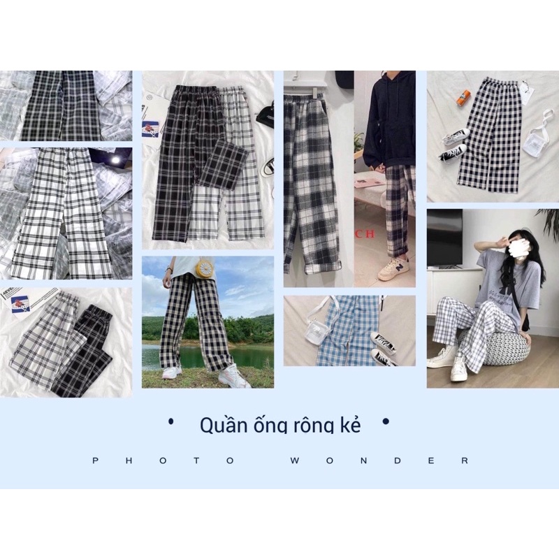 Quần Ống Rộng Kẻ Sọc Unisex Cạp Chun Ulzzang- Quần Ống Rộng Freesize Sọc