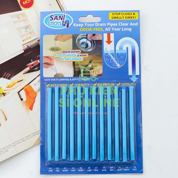 Vỉ 12 Que Thông Cống Thanh Tẩy Rửa Cống Tiện Ích