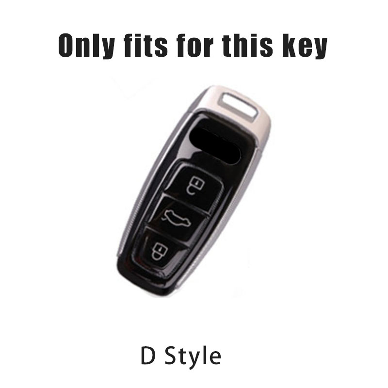 Car Leather Smart Key Cover Case Shell For Audi A6 A7 A8 Q8 E-tron C8 D5 A8L A6L 2018 2019 Car Styling Accessories Keychain