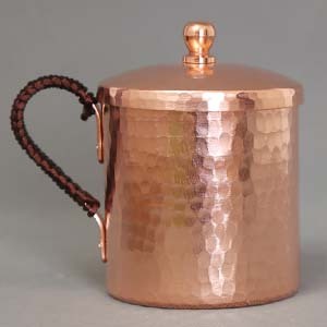 Hammered Moscow Mule Copper Mug with Lid - Solid Copper Handcrafted Copper Mug