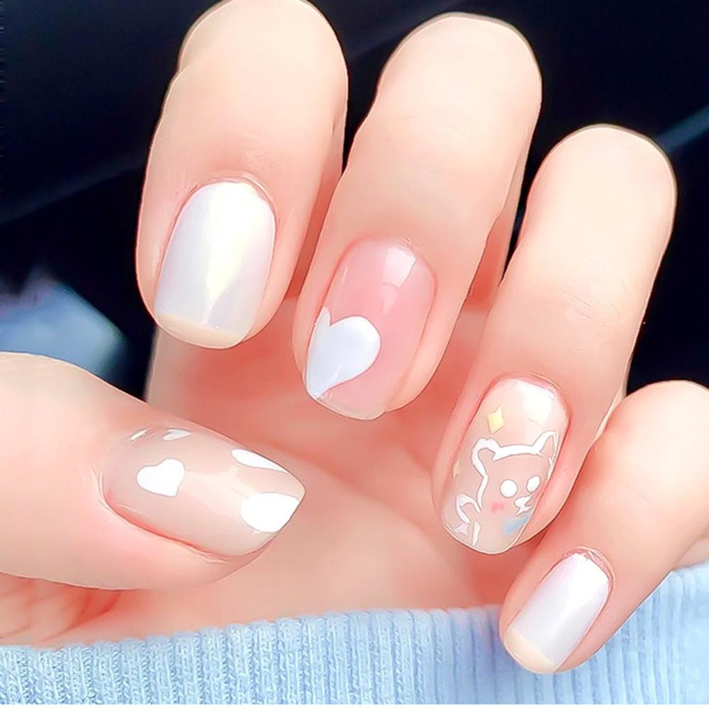 Miếng Dán Trang Trí Móng Tay Hình Trái Tim Màu Laser Dành Cho Nữ|Miếng Dán Trang Trí Móng Tay Tự Dính DIY Xinh Xắn