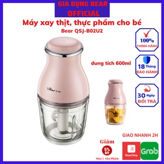 Máy xay thịt cá thực phẩm mini đa năng Bear QSJ-B02U2, máy xay thực phẩm đồ ăn dặm cho bé, cốc thuỷ tinh 600ml, BH 18Tha