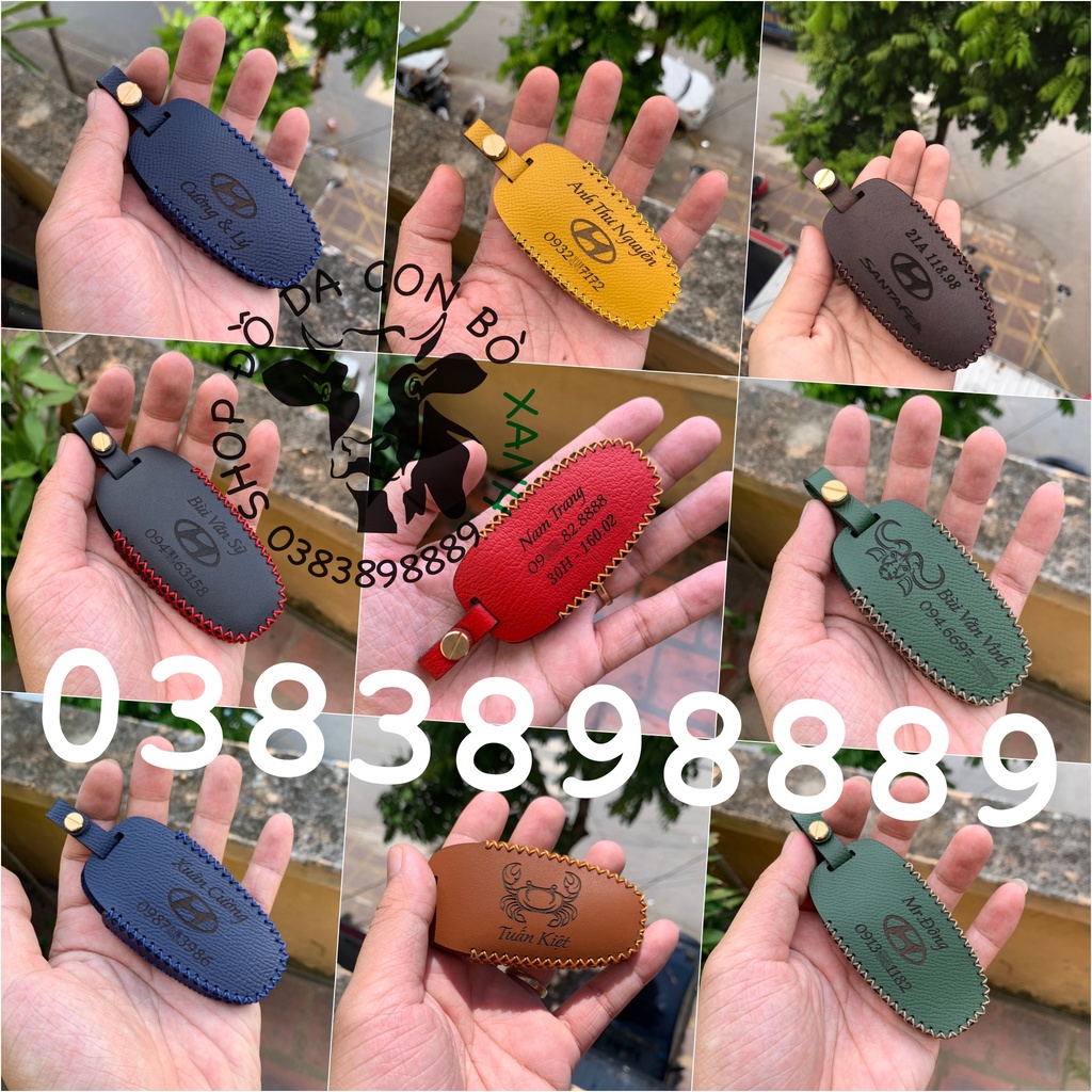 Bao da chìa khoá Hyundai SantaFe 2021 2023, Tucson 2022 allnew, Palisade 2023 handmade da thật 011