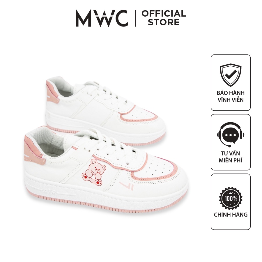 Giày MWC 0572 - Giày Thể Thao Nữ, Giày Sneaker Đế Bằng Thời Trang Hình Gấu Siêu Xinh Siêu Hot
