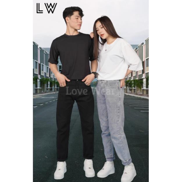 Quần jean, ống suông, baggy, set Đồ đôi jeans nam nữ tặng ngay, áo thun Unisex, COUPLE, HOT TREND phong cách Hàn Quốc LW