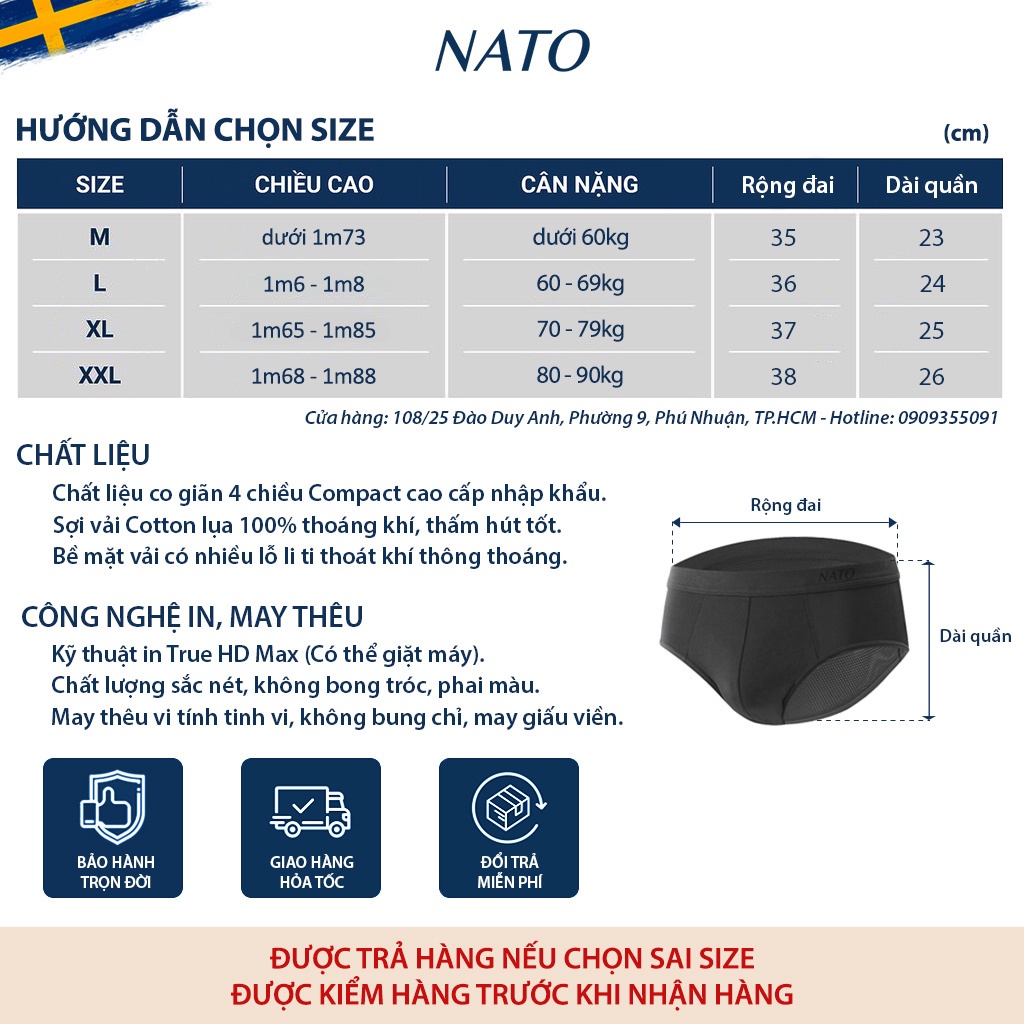 Quần Lót BRIEF Nam Vải Cotton 100% Thun Lạnh Lưới Lỗ Cao Cấp Màu Đen Xám Trơn Boxer Sịp Đùi Tam Giác Xì Lip Sì NATO