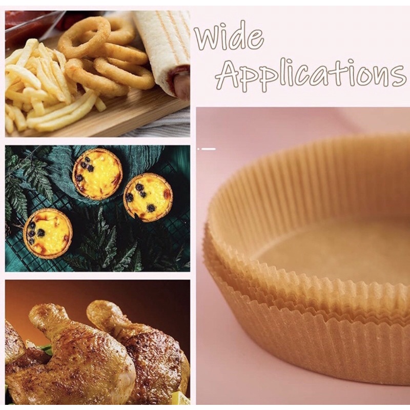 Giấy thấm dầu, giấy nến thực phẩm (set 50 khay)dạng khay tròn cho nồi chiên không dầu