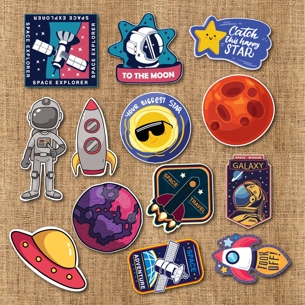 50 Sticker Vũ Trụ Galaxy chống nước sticker dán laptop, điện thoại, đàn guitar, mũ bảo hiểm, vali. MSP: G01