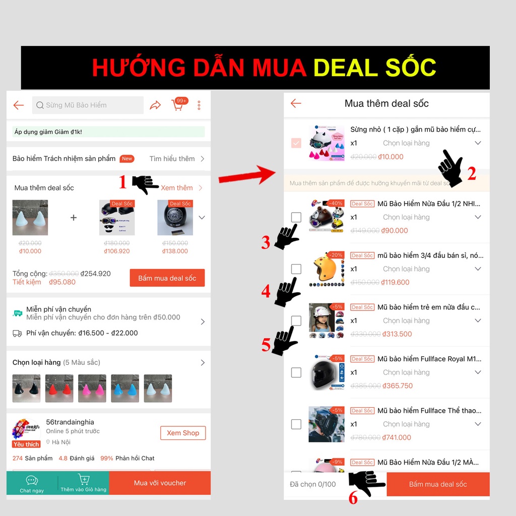 Sừng nhỏ  gắn mũ bảo hiểm cực xinh, độc lạ Shop phượt Chân Đất