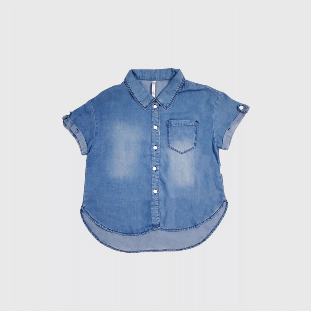 Áo Sơ Mi Cho Bé Gái Bee Kids Thân Trước Ngắn, Thân Sau Dài, Túi Dán Trước Ngực (7 - 12 Tuổi) 7AJ01216CT