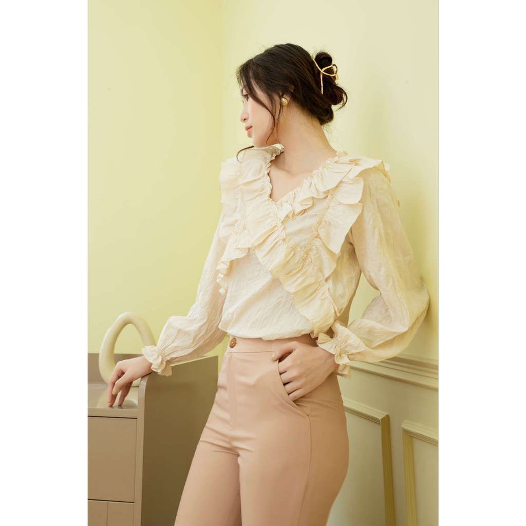 Áo công sở VANIA - A2124 lụa nhăn tay dài
