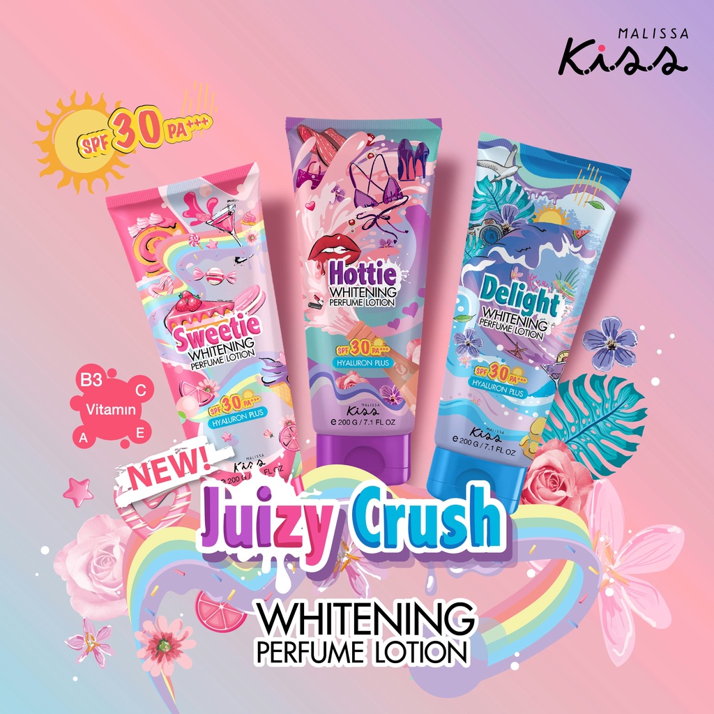 Dưỡng Ẩm Chống Nắng Hương Nước Hoa Malissa Kiss Whitening Perfume Lotion SPF30 Pa+++ Hottie 200g