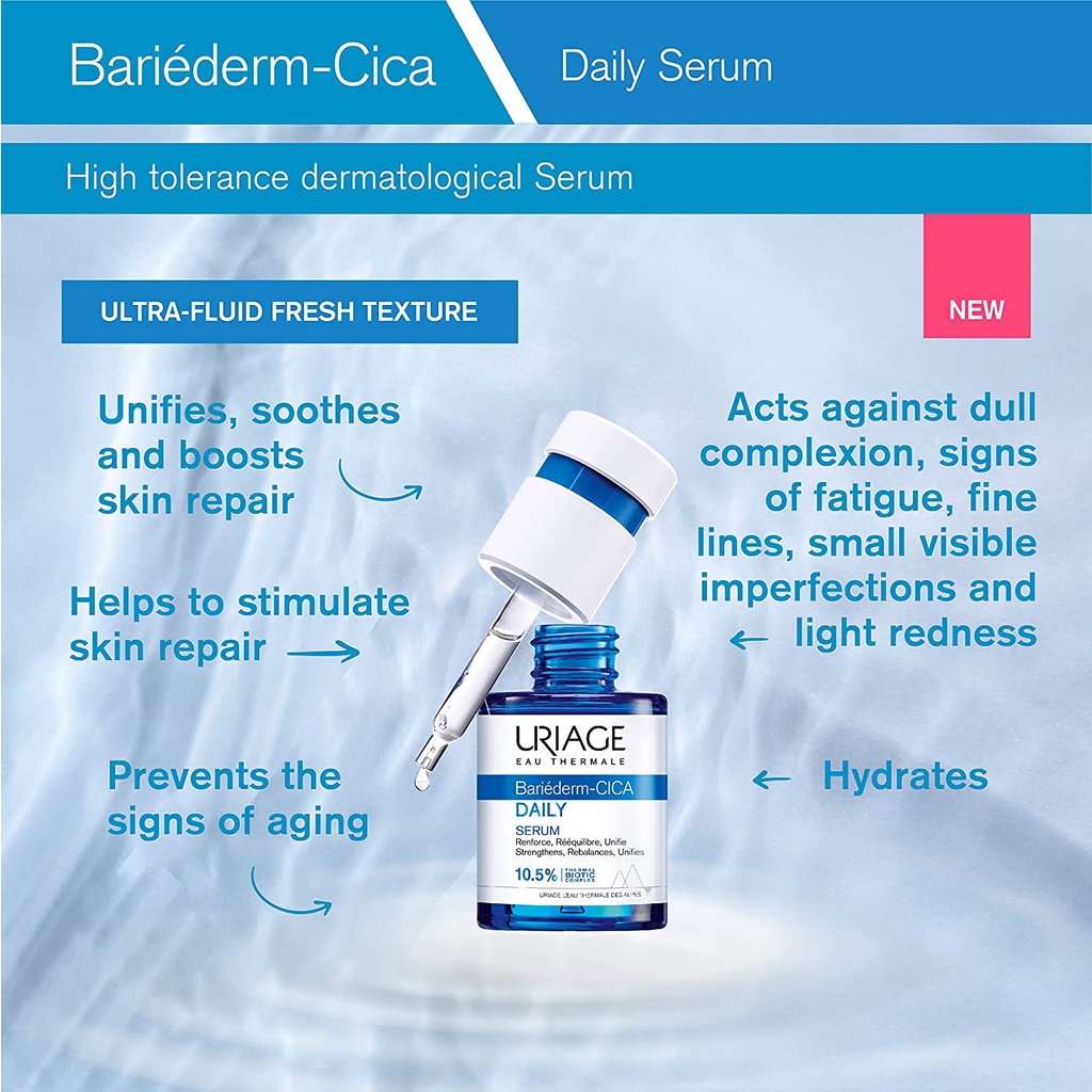 Tinh chất Uriage Bariederm Cica Daily SERUM 30mL - Serum làm dịu da, hồi phục da, da cấp ẩm, cân bằng