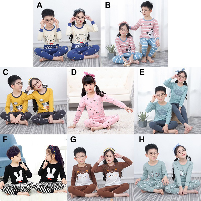 Bộ đồ ngủ dài in hoạt hình dễ thương cho bé