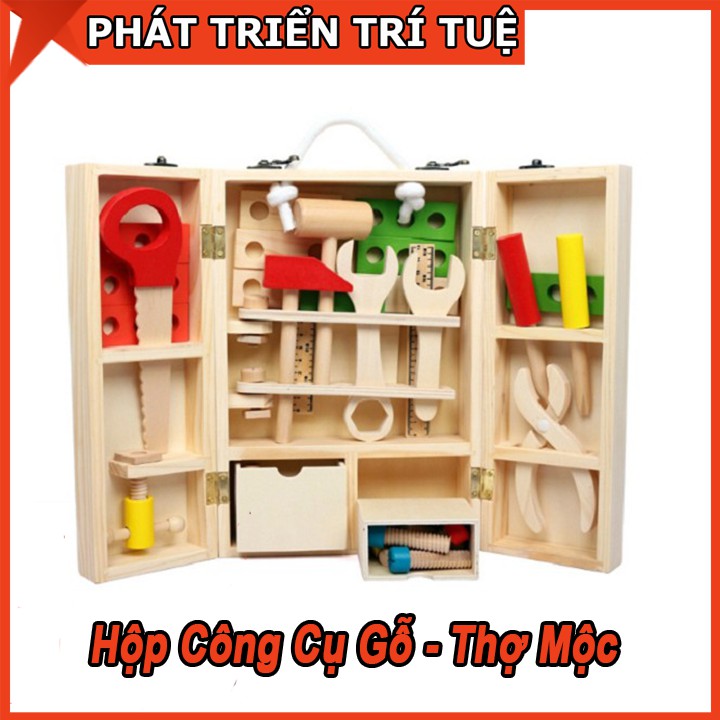 Đồ Chơi Hộp Công Cụ Gỗ Cho Bé Tập Làm Kỹ Sư, Thợ Mộc 39 Chi Tiết
