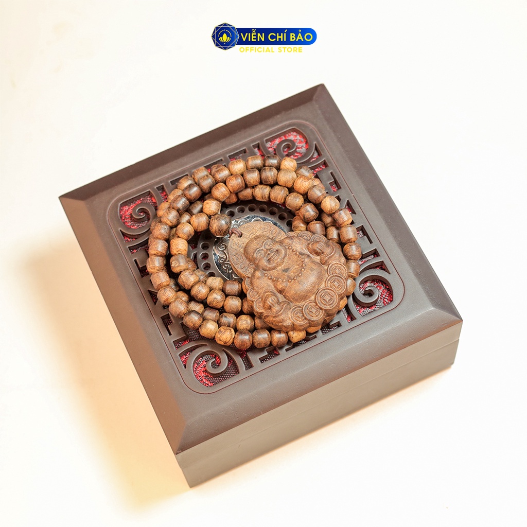 Chuỗi trầm hương Indo bầu dục 108 hạt mix phật Di Lặc Phú Quý thời trang phụ kiện trang sức Viễn Chí Bảo V000811