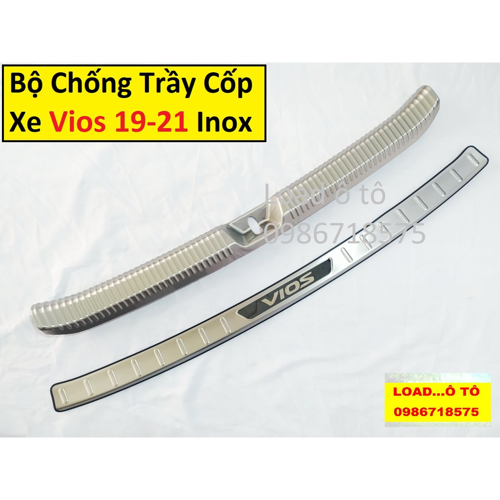 Ốp chống trầy cốp Xe Toyota Vios 2022-2019 Mẫu INOX Trong và Ngoài Cao Cấp