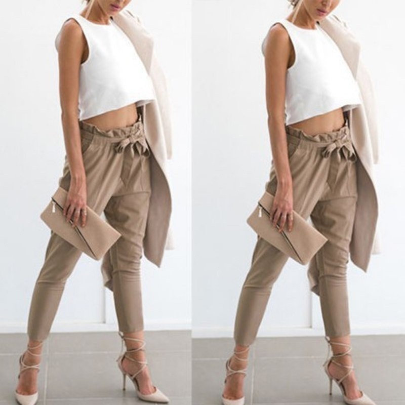 Quần Harem Chiffon Nữ Lưng Cao