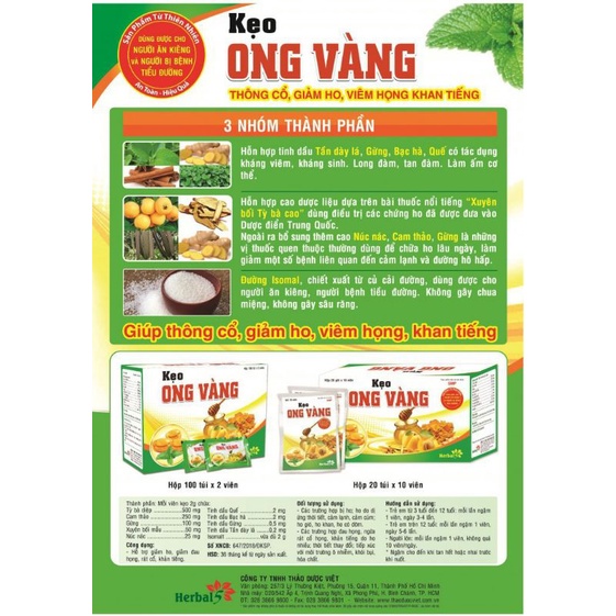 Kẹo Ong Vàng - Giảm Ho, Đau Họng