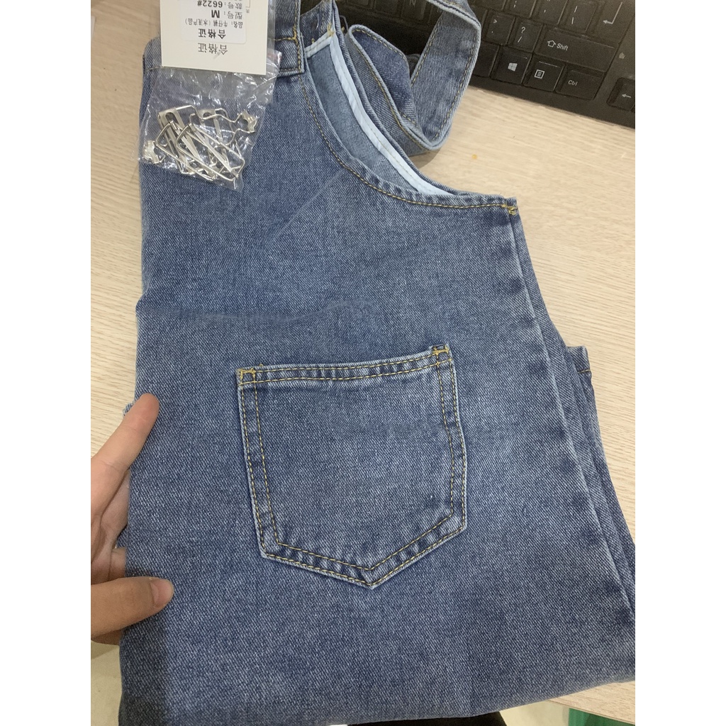 Yếm JEANS form suông rộng rãi cực kỳ thoải mái che khuyết điểm bụng