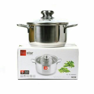 Nồi 3 đáy fivestar 16cm nắp kính