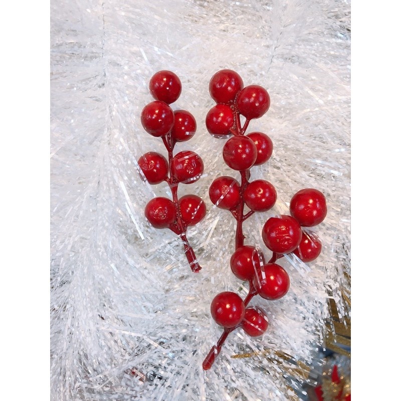 Cành quả cherry xốp trang trí oản tài lộc,giỏ quà bó hoa, vòng nguyệt quế