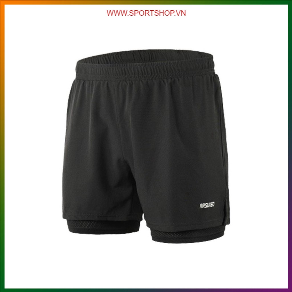 Quần chạy bộ nam ARSUXEO MS02, quần short thể thao 2 lớp (boxer) có túi đa năng, nhẹ, thoáng khí | BigBuy360 - bigbuy360.vn