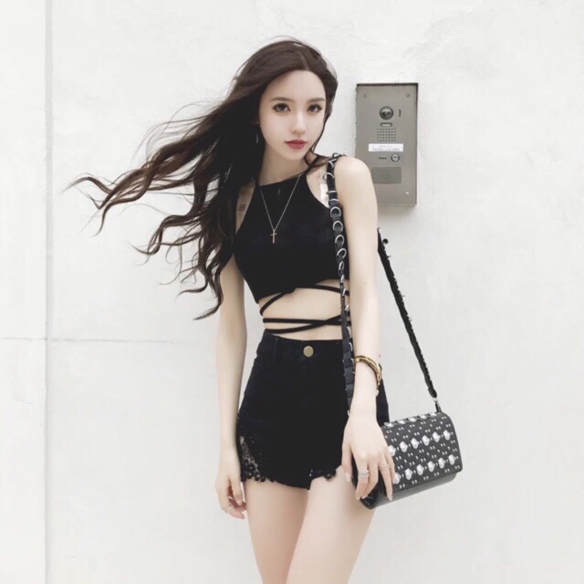 CropTop Yếm Đan Dây Bụng