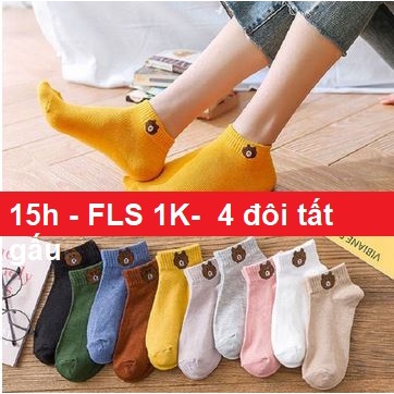 [FLS 1K - 3 Đôi tất gấu Lúc 21h] Tất vớ gấu cổ ngắn , Vớ tất nữ cổ thấp