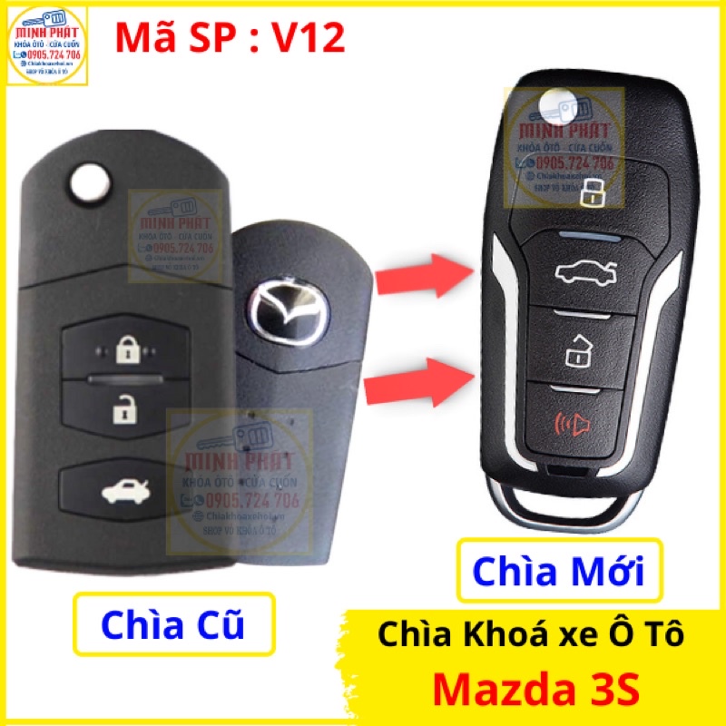 Chìa khoá xe Mazda 3S mẫu V12