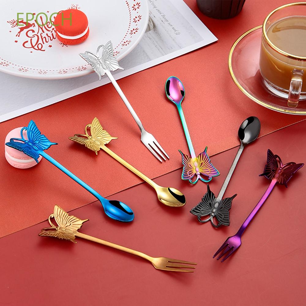 EPOCH 1 Muỗng Cà Phê Hình Bướm Bằng Thép Không Gỉ Nhiều Màu