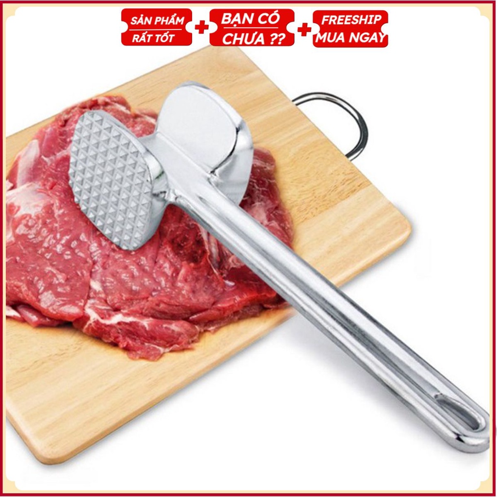 #BÚA GANG Đâm Dần Thịt, Đập Đá MÀU BẠC, Dụng Cụ Xăm Dằm Làm Mềm Thịt Bò, Thịt Lợn Thông Minh