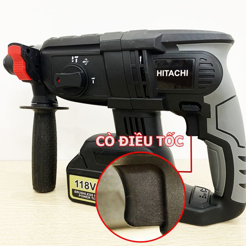 KHOAN PIN BÊ TÔNG HITACHI 118V KHÔNG CHỔI THAN, LÕI ĐỒNG 100%, 3 CHỨC NĂNG KHOAN.