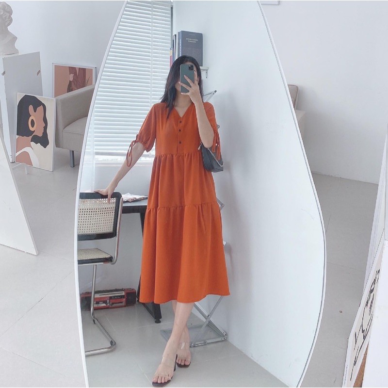 váy baby doll cổ V dài | BigBuy360 - bigbuy360.vn