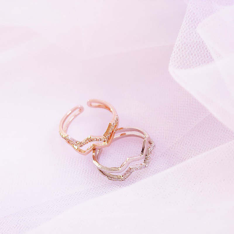 [ xả kho ] Nhẫn nữ bạc 925 N001T hình học zíc zắc hàn quốc