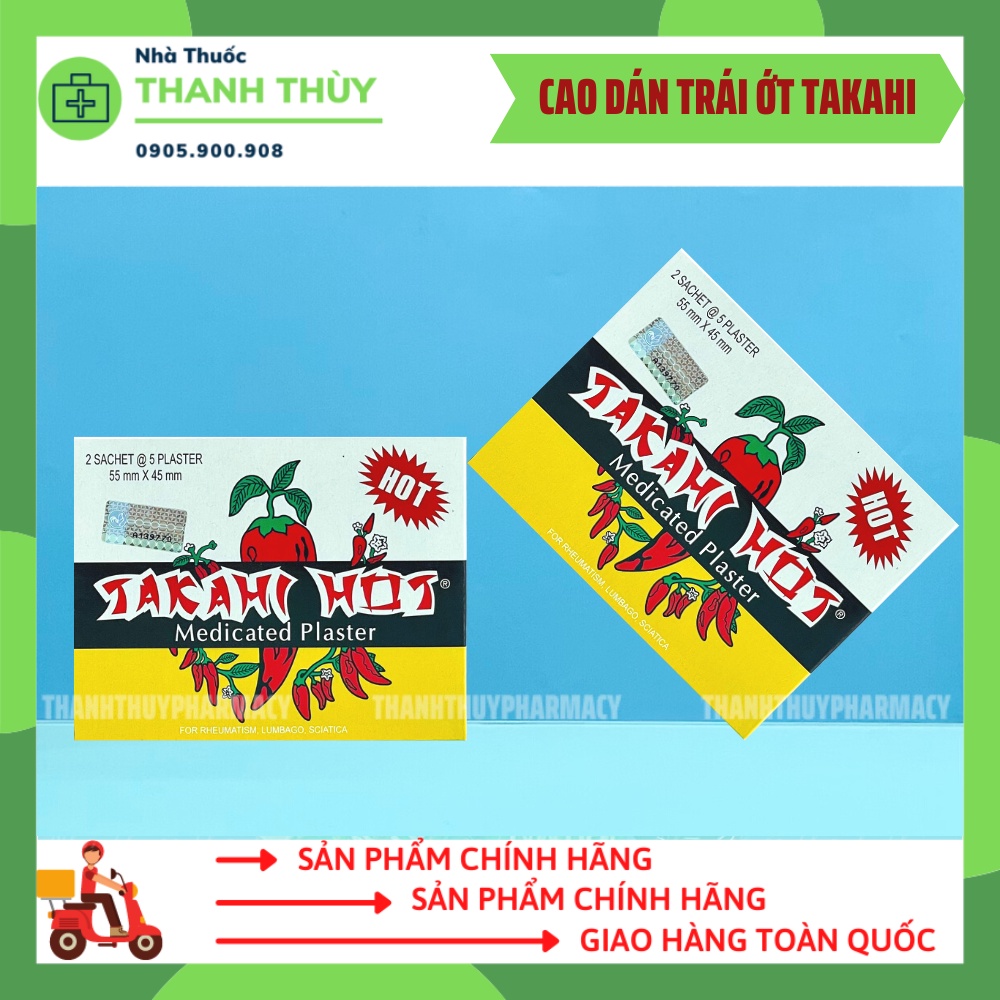 Cao Dán Trái Ớt Takahi Hot - Hộp 10 Miếng Dán