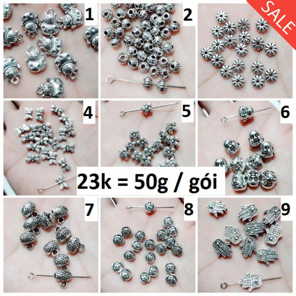 Charm bạc cổ : 50g / gói = 23k [ Giá Sỉ Charm TPHCM ]