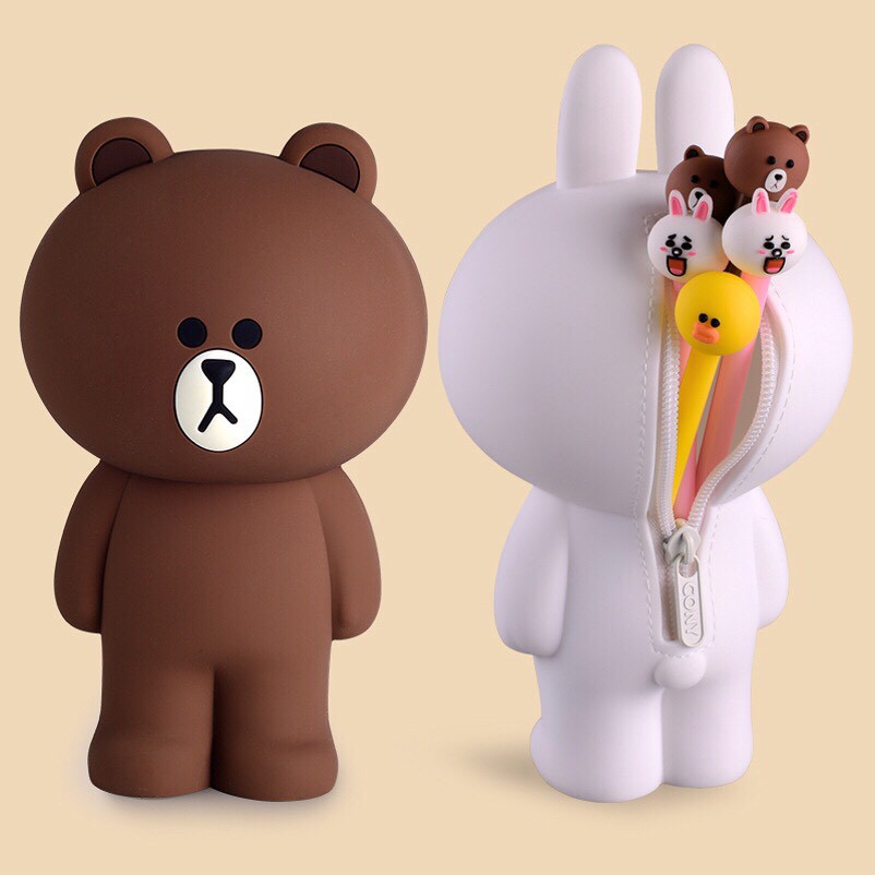 Hộp bút hình gấu Brown và thỏ Kenny của Line Friend/bóp đựng đồ trang điểm
