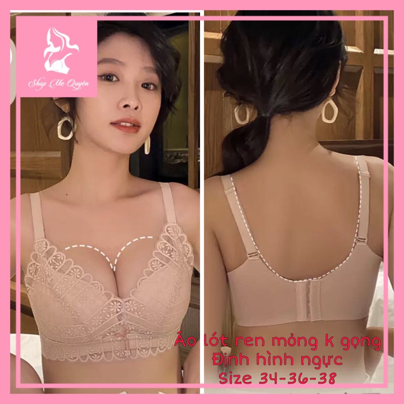 Áo lót ren nữ mỏng không gọng, định hình ôm vòng ngực chống chảy xệ- nâng gom ngực hoàn hảo