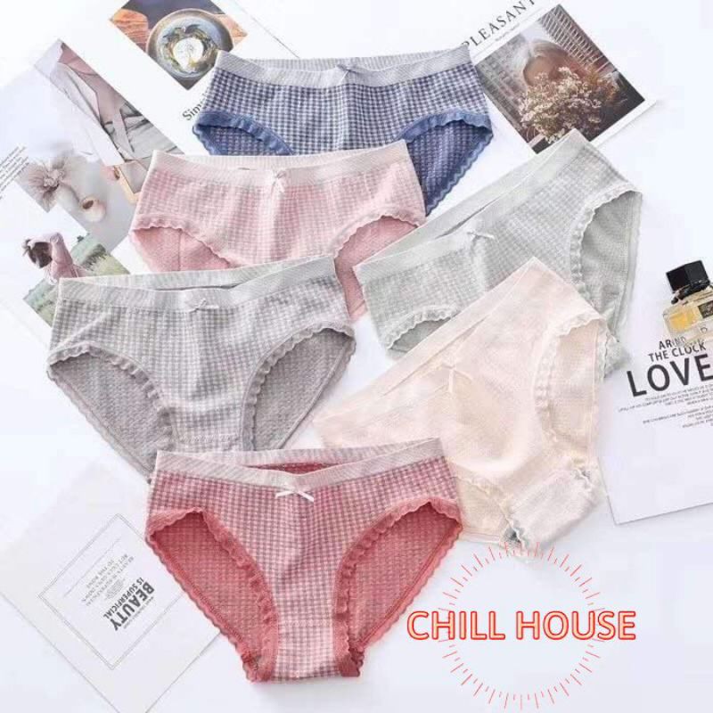 MỚI*ĐƯỢC CHỌN MÀU- Quần lót cotton kẻ nơ 112 kháng khuẩn CHỐNG VIÊM - CHILLHOUSE