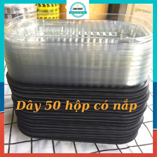 50 Hộp nhựa HT-17 đế đen nắp trắng trong, hộp cơm 1 lần LINHMART