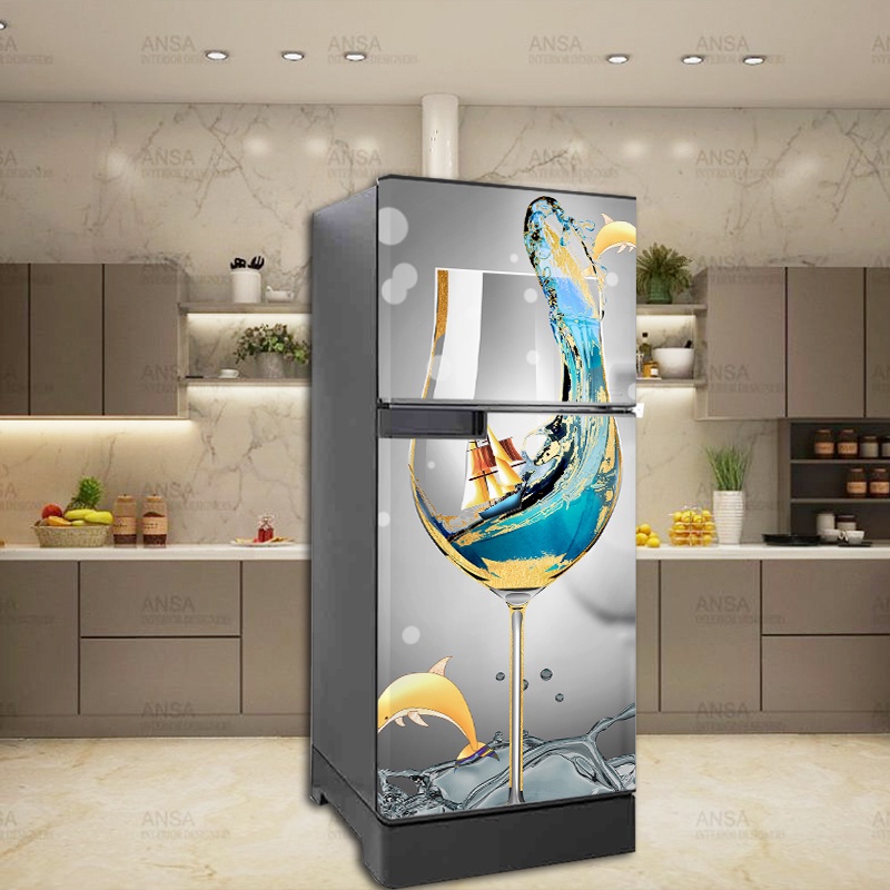 Decal dán tủ lạnh ly rượu chống nước siêu bền