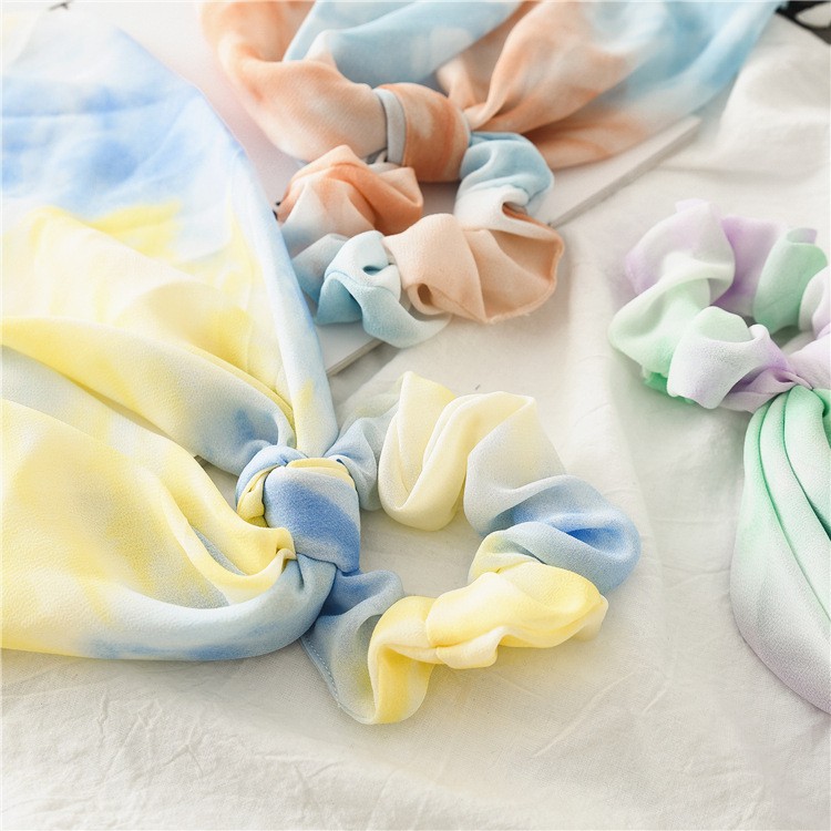 [NowShip2h] Cột Tóc Nơ Scrunchies Vải Voan Màu Loang Mềm Mại Thanh Lịch HOT TREND - Mã DT010